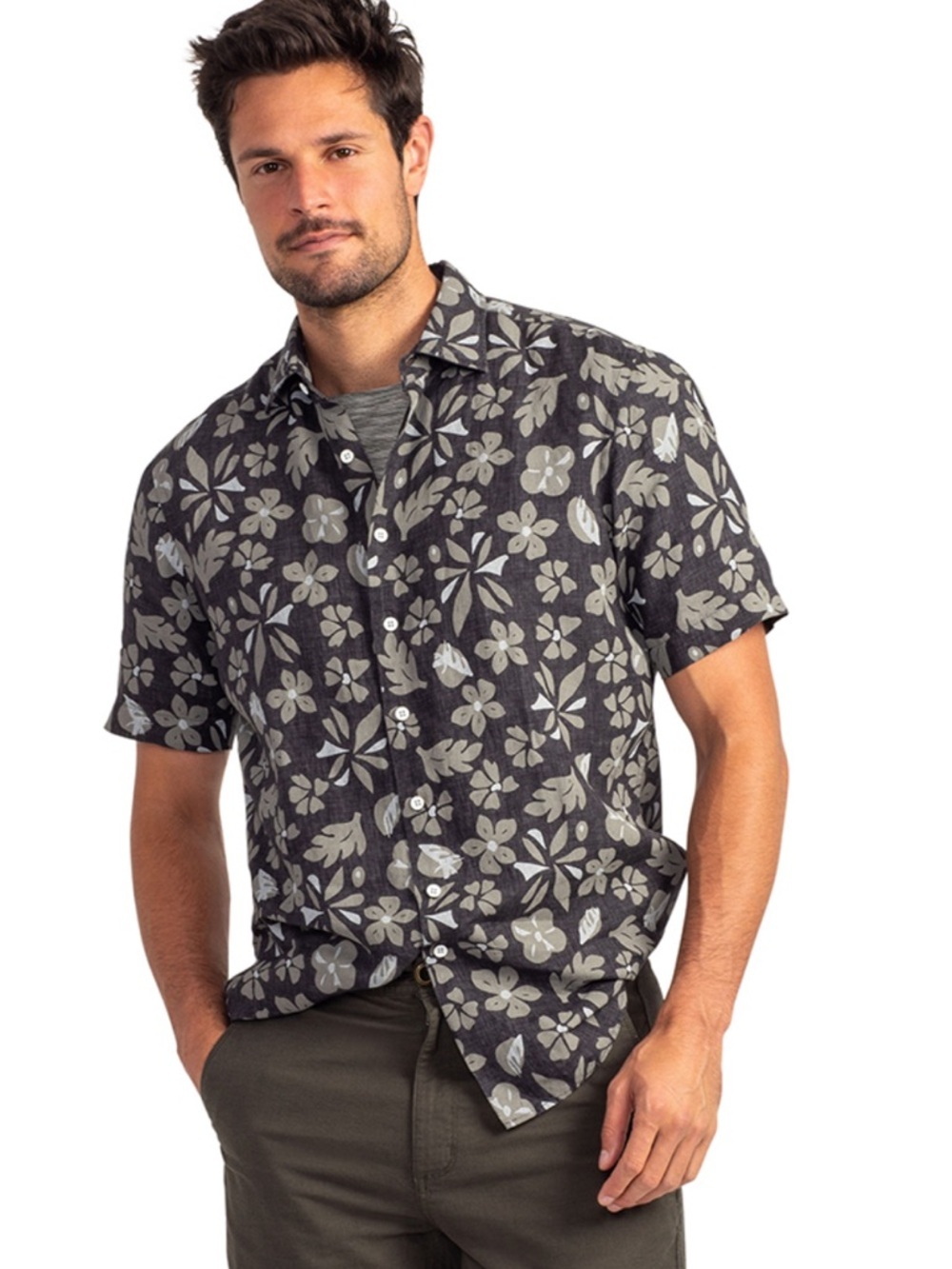 Rodd & Gunn Men's Short-Sleeve Mead Button-Down Shirt - Gray